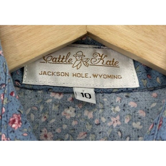 Cattle Kate‎ Blue Microfloral Western Snap Maxi Dress Sz 10, Country, Cowgirl - Picture 5 of 9